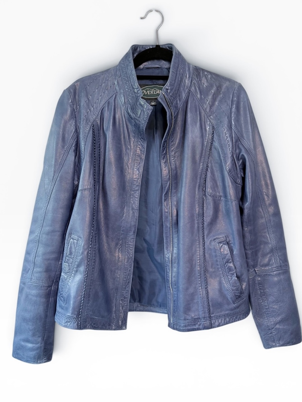 Overland Women's Leather Jacket Blue Size Medium